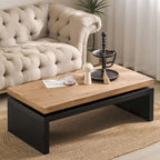 Versatile 2-Tier Coffee Table in Black and Natural Wood for Living Room - image 2