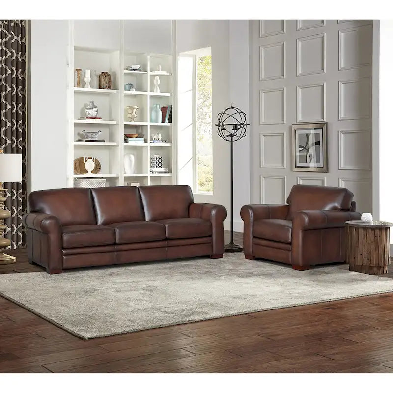 Hydeline Brookfield Premium Top Grain Leather Sofa and Chair Set - image 1