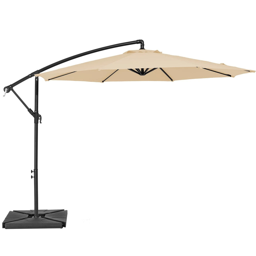 JUSTLET 10ft Heavy Duty Patio Hanging Offset Cantilever Patio Umbrella W/ 4-Piece Base Included Included, Beige - image 2