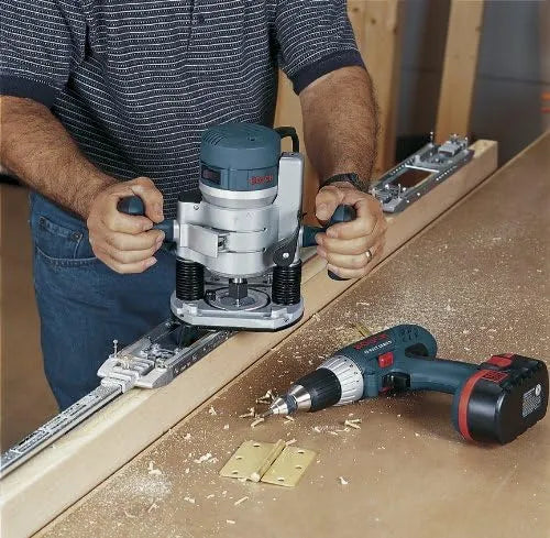BOSCH 1617EVSPK Wood 12 Amp Router Tool Combo Kit - 2.25 Horsepower Plunge Router & Fixed Base with a Variable Speed - image 8