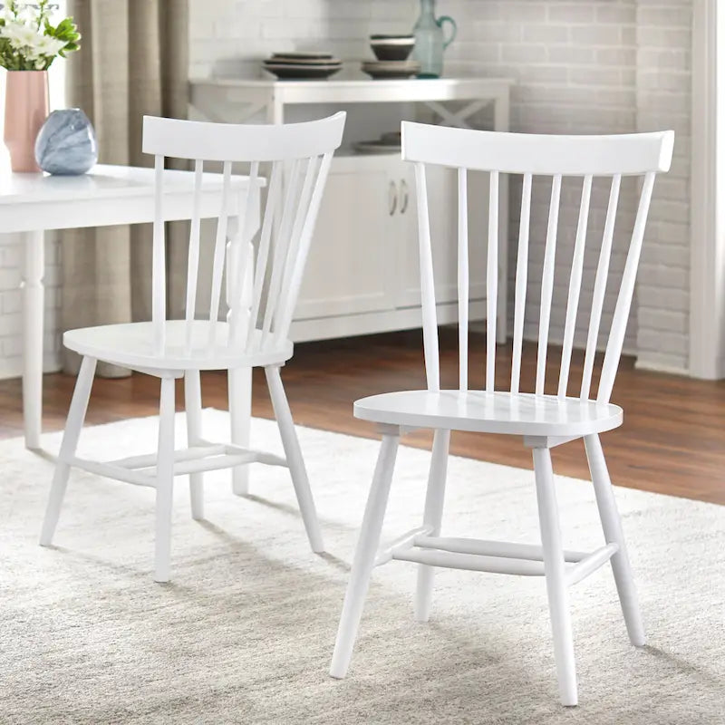 Set of 2 Spindle Back Dining Chairs Solid Rubberwood Farmhouse Style - image 5