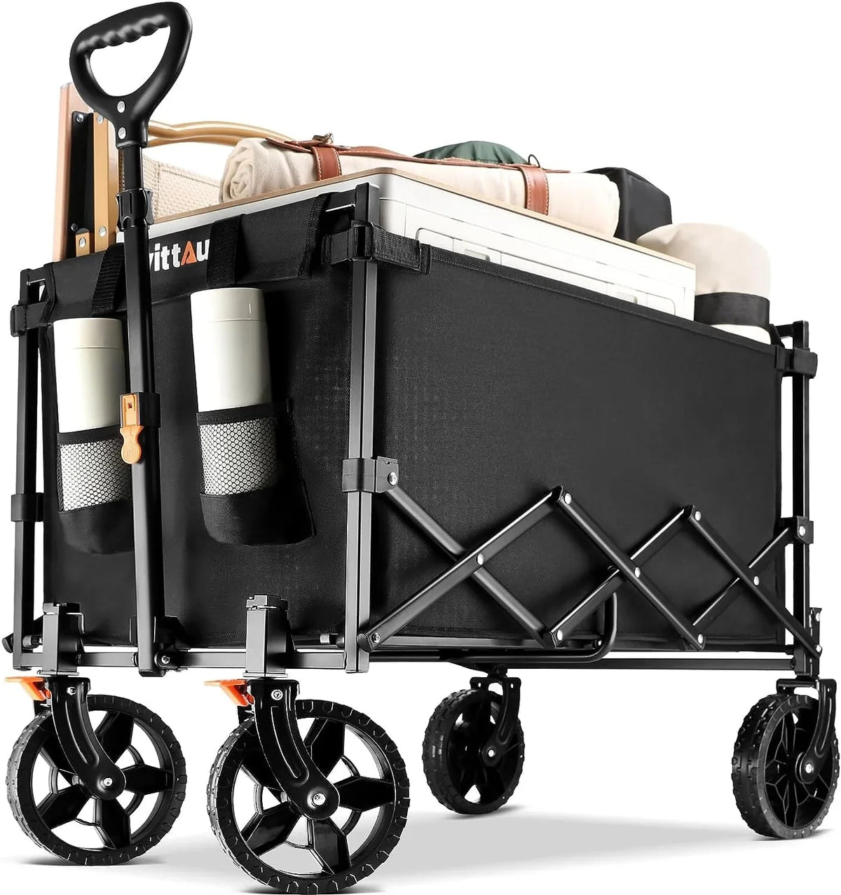Uyittour Collapsible Wagon Cart Heavy Duty Foldable, Utility Grocery Wagon for Camping Sports Shopping - image 1