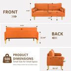Elegant 65-Inch Orange Polyester 2-Seater Loveseat with Side Pockets and Round Cushions - image 5