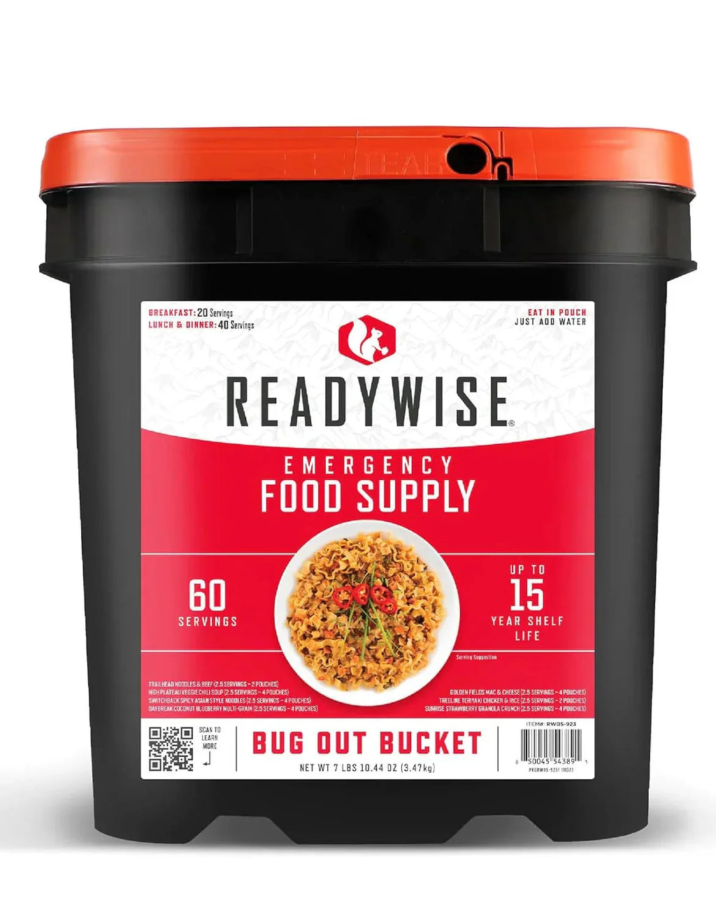 READYWISE - Chicken, Beef, Pork & Rice Emergency Food Supply Bucket, Premade, Freeze-Dried Survival Meals, 25-Year Shelf Life, Camping & Hiking Essentials, Long Term Meal & Food Supplies, 48 Meat & 40 Rice Servings - image 2