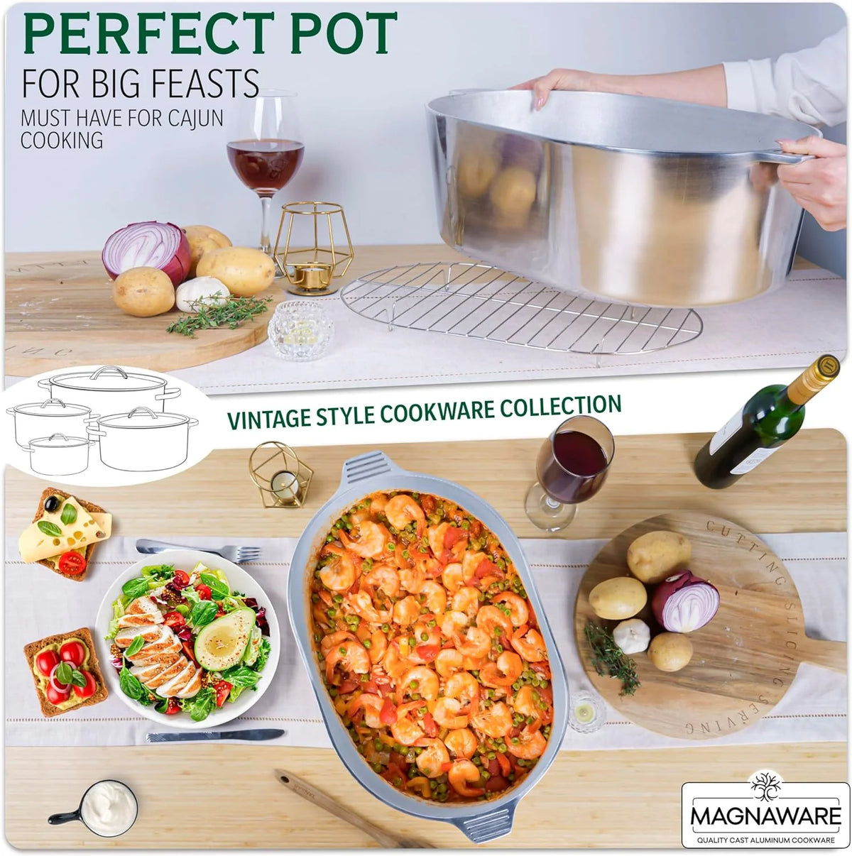 Cast Aluminum Dutch Oven - 8 Quart - Oval Dutch Oven Pot with Lid for Families and Parties - Lightweight Cajun Cookware with Ideal Heat Distribution - Oval Roaster Pan with Lid (13 Inch) - image 15