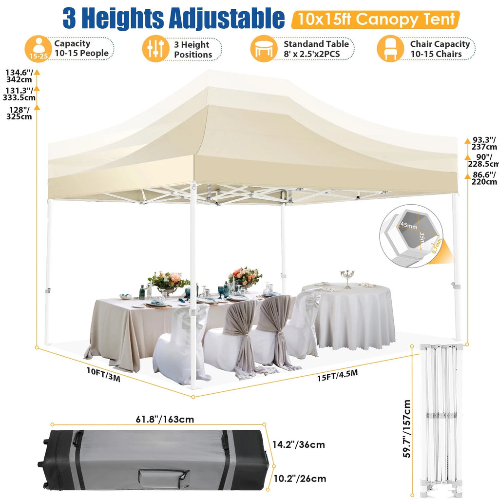 Hoteel 10x15 Heavy Duty Canopy Tent with 4 Sidewalls,Pop up Canopy for Parties Wedding,Commercial Easy up Gazebo with Roller Bag,UV 50+ &,Black - image 63