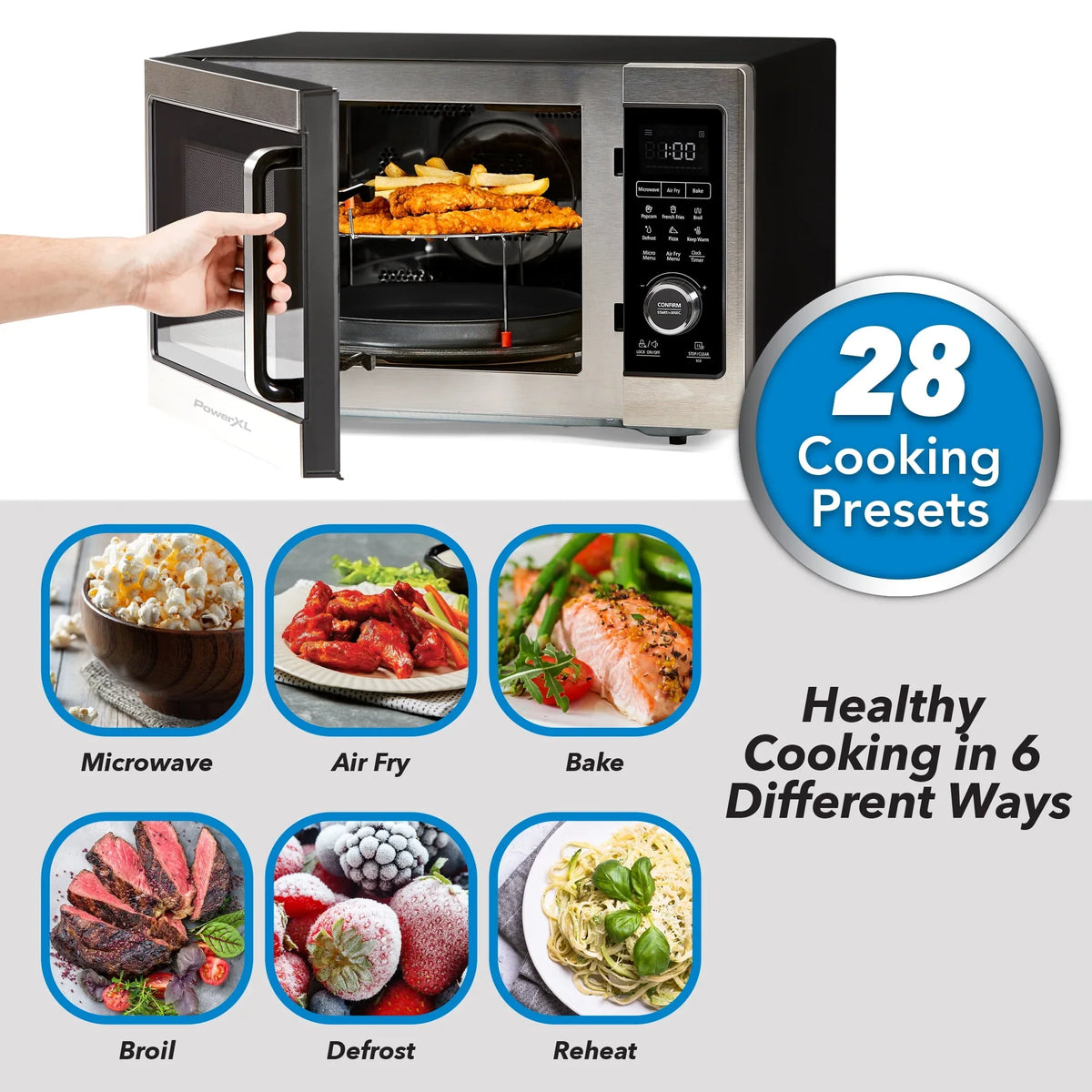 PowerXL Microwave Air Fryer Plus, Stainless Steel / Black, 1cu. ft. - image 3
