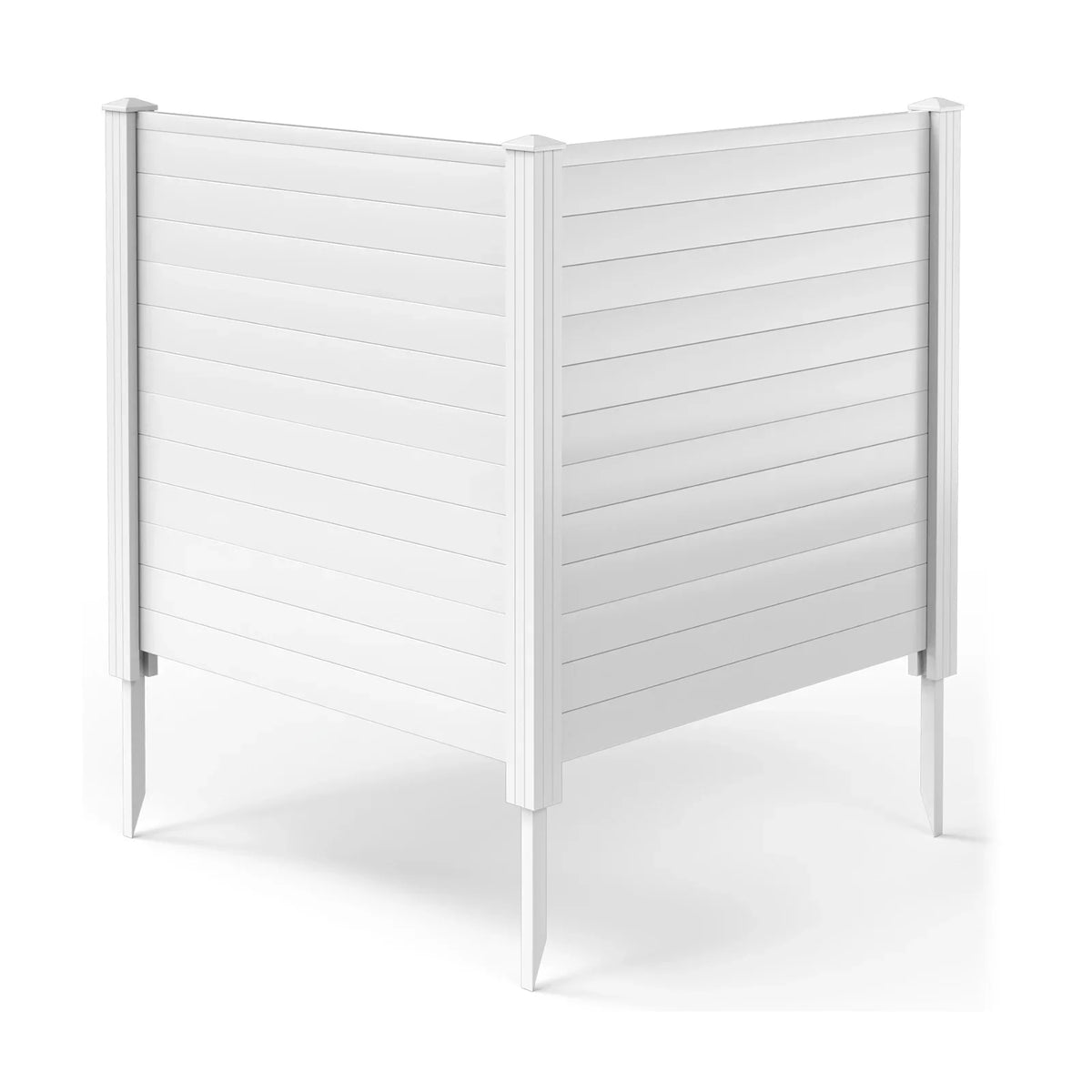 Gymax Outdoor PVC Privacy Panels 2 - Pack Picket Fence W/ 3 Cuspidal Foot Stakes Black - image 20