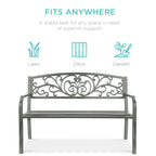Best Choice Products Outdoor Steel Bench Garden Patio Porch Furniture W/ Floral Design Backrest - Black - image 71