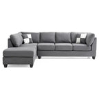 Malone 111-Inch Suede 4-Seater Sectional Sofa with Two Throw Pillows - Dimensions: 111L x 78W x 34H - image 31