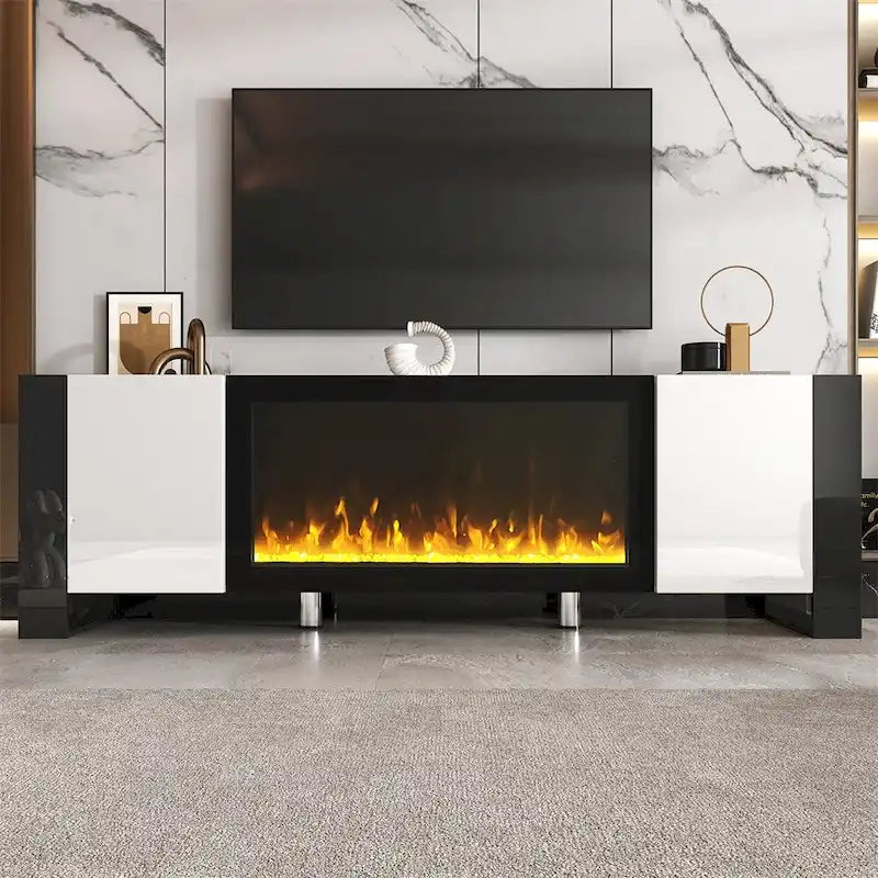 Contemporary TV Stand with Electric Fireplace - Fits TVs Up to 78 Inches - image 1