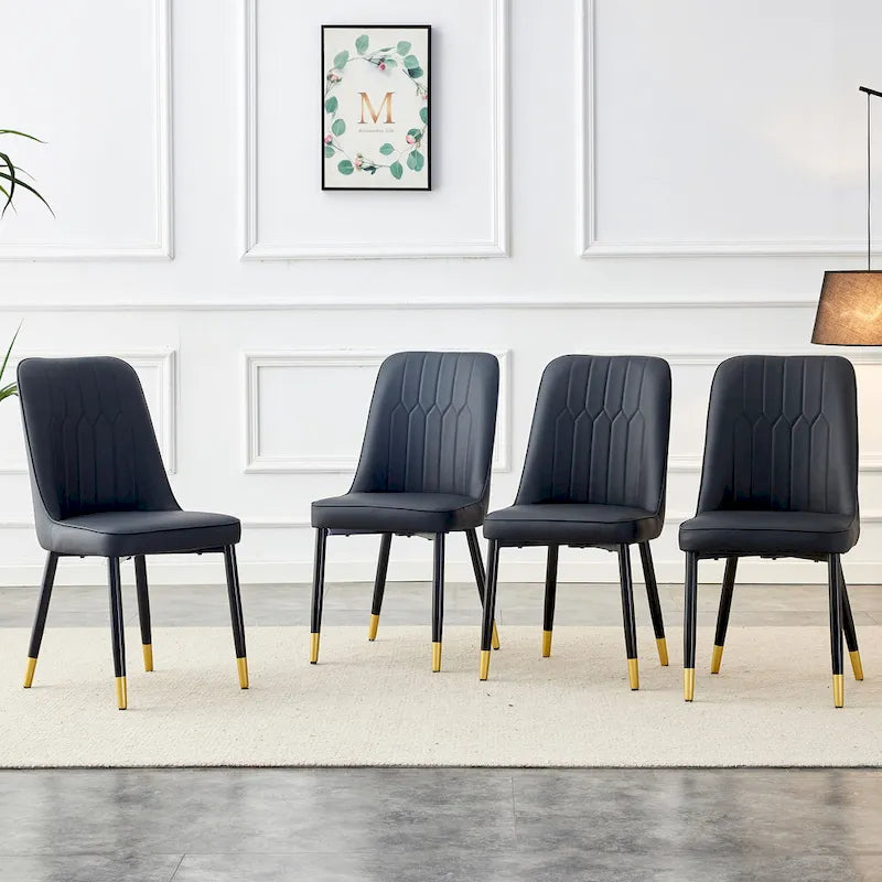 Contemporary Set of 4 Faux Leather Dining Chairs with Cushioned Backrests and Metal Legs – Ideal for Dining Rooms, Living Rooms, and Bedrooms - image 15