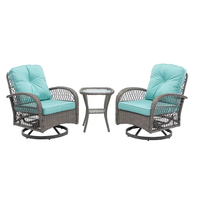 3 Pieces Outdoor Swivel Rocker Patio Chairs, 360 Degree Rocking Patio Conversation Set - image 23