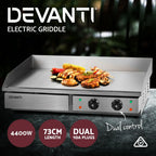 Devanti 73cm Commercial Electric Griddle BBQ Grill Plate 4400W Silver - image 5