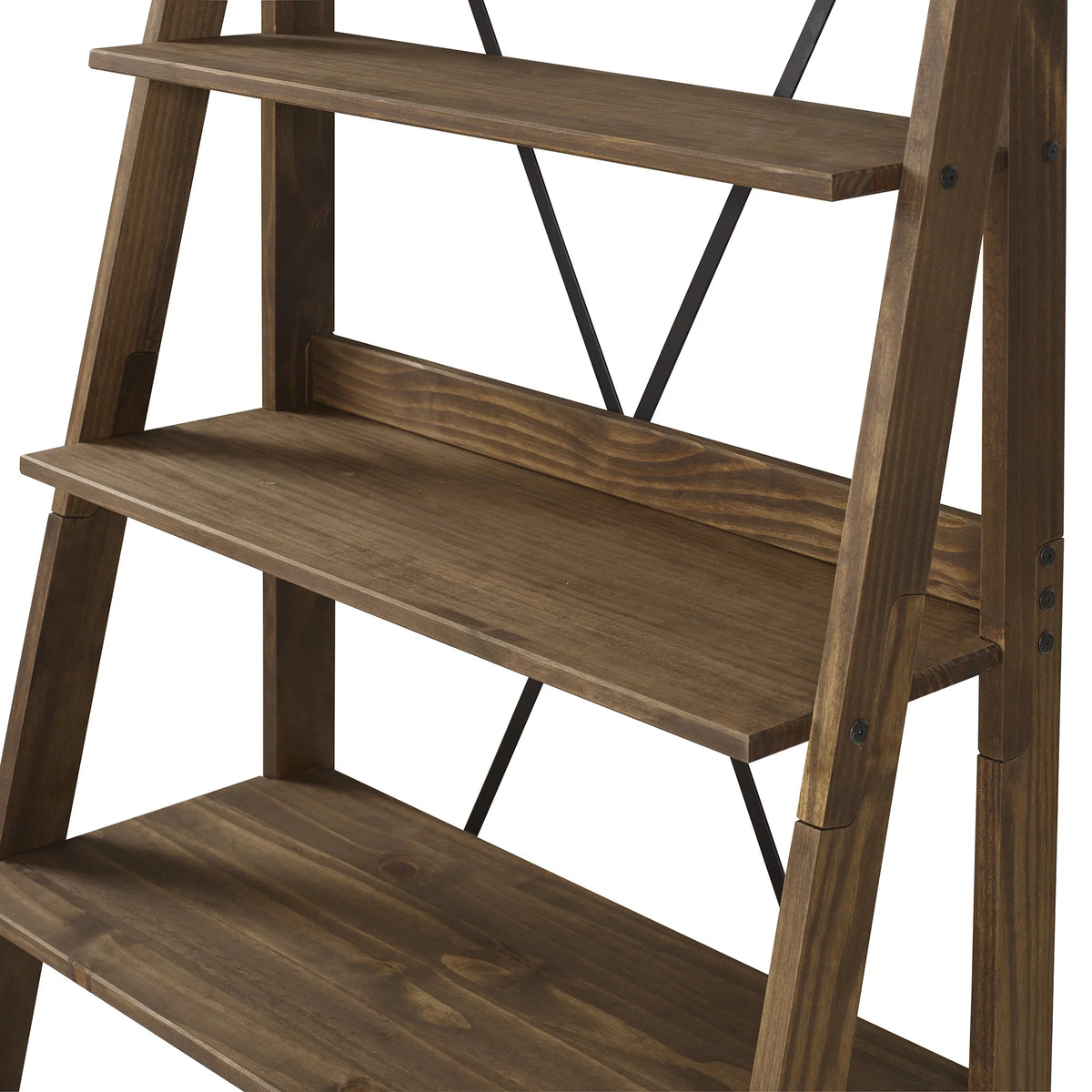 Walker Edison Solid Wood 4-Shelf Ladder Bookshelf, Brown - image 2