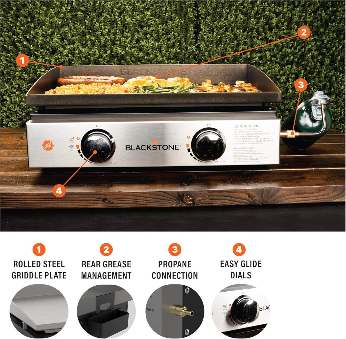 Blackstone 1666 22” Tabletop Griddle with Stainless Steel Faceplate, Powder Coated Steel, Black - image 8