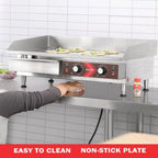 14 Inch Electric Griddle, Non-Stick Flat Top Grill Commercial Electric Countertop Griddles Stainless Steel Adjustable Temperature Control 90F-575F for Home or Restaurant Use - image 6