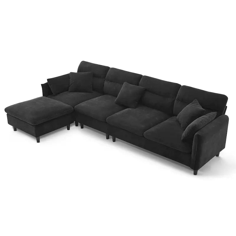 110-Inch L-Shaped 5-Seater Sectional Sofa with Removable Ottoman, Cloud Chenille Fabric, and 5 Cushions - image 33