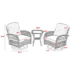 3 Pieces Outdoor Swivel Rocker Patio Chairs, 360 Degree Rocking Patio Conversation Set - image 6