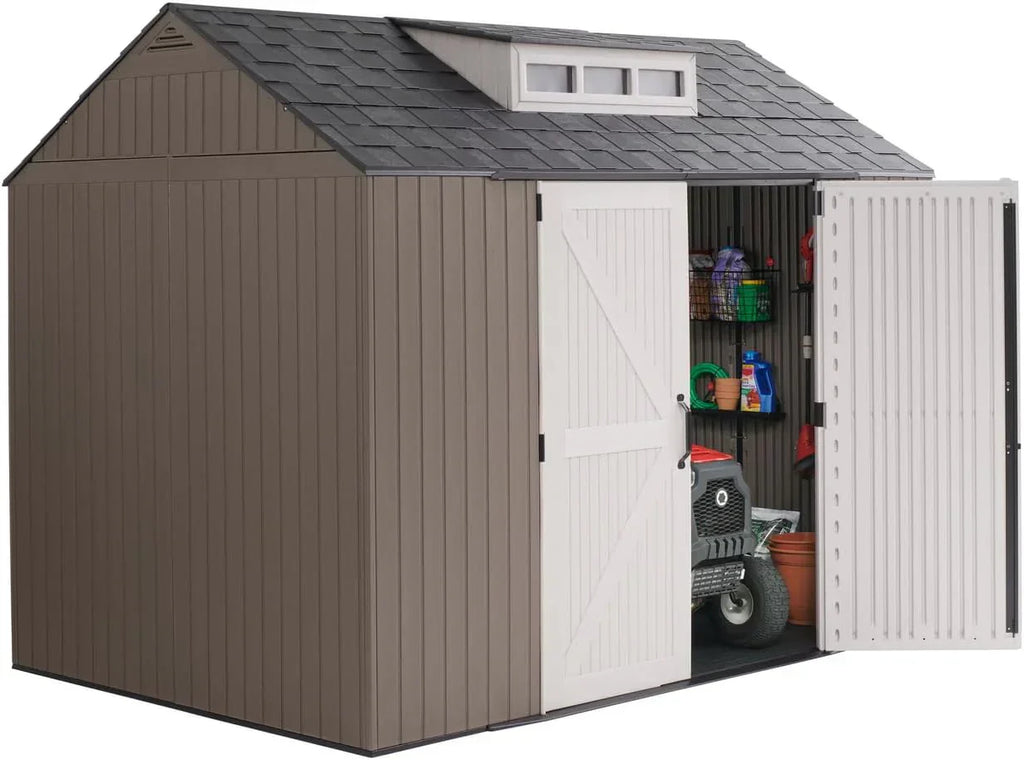Rubbermaid Resin Outdoor Storage Shed With Floor Weather Resistant Gray Organization for Home - image 9