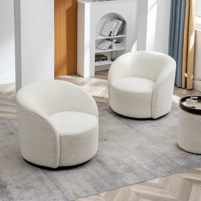 Set of 2 KINWELL 34-Inch Wide Upholstered Swivel Barrel Chairs - image 12