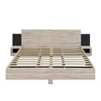Modern King Size Wooden Floating Bed Frame with Nightstand and LED - Slatted Support Design - image 8