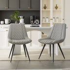 Set of 2 Leather Dining Chairs with Metal Legs - image 1