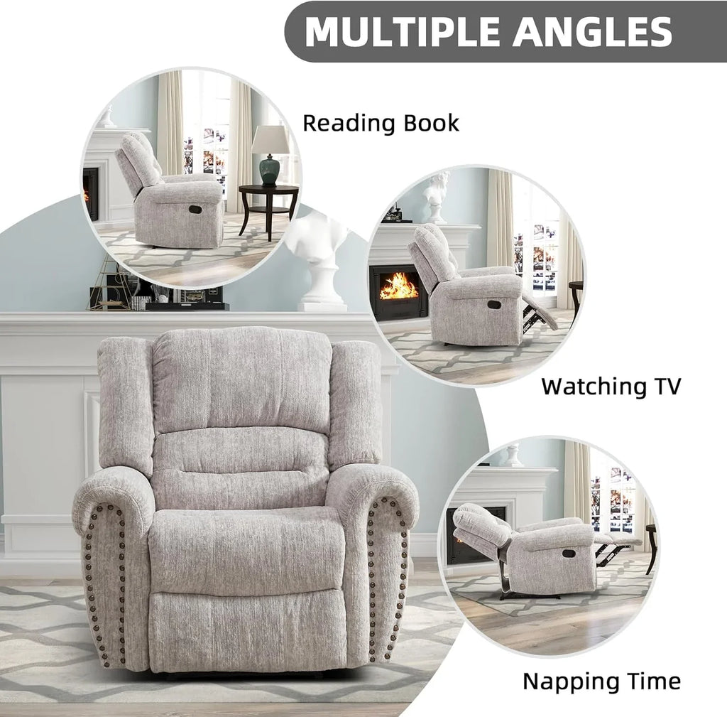 CANMOV Leather Recliner Chair, Classic and Traditional Manual Recliner Chair with Comfortable Arms and Back Single Sofa for Living Room, Nut Brown - image 21