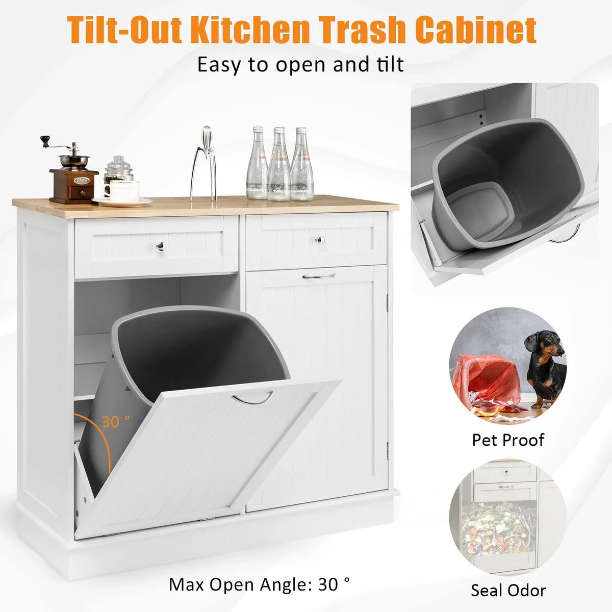 Giantex Kitchen Trash Cabinet, Tilt Out Trash Bin Cabinet with Single Trash Can Holder - image 6