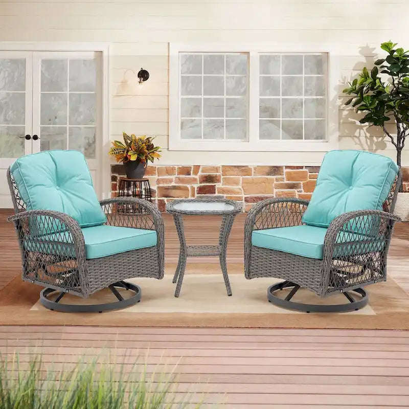3 Pieces Outdoor Swivel Rocker Patio Chairs, 360 Degree Rocking Patio Conversation Set - image 22