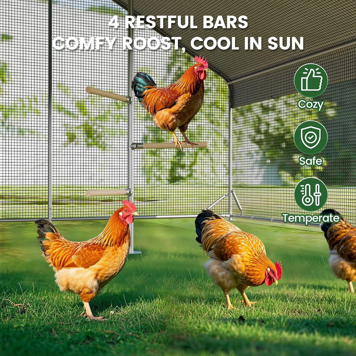 Large Walk-in Metal Chicken Coop with Run, Solar Light, UV Cover - image 8