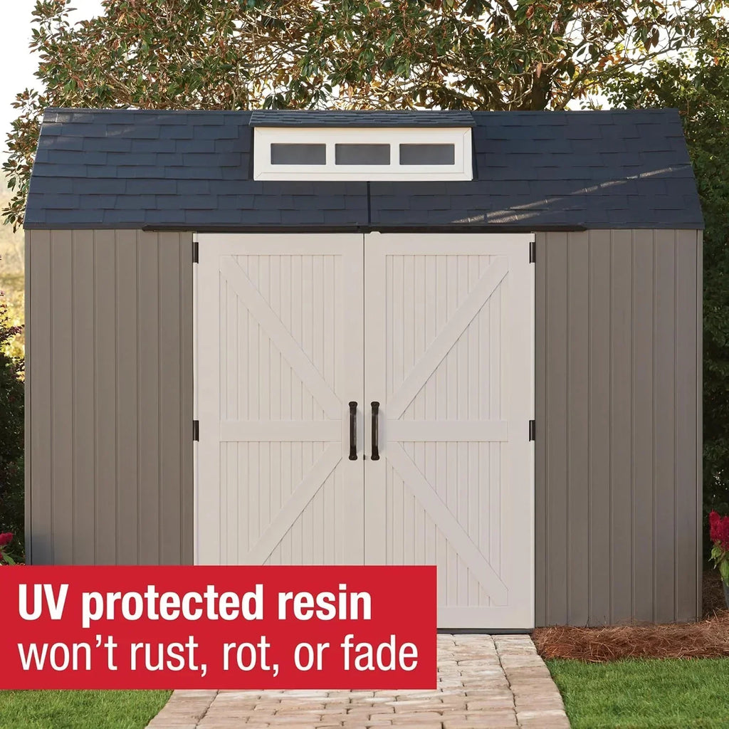 Rubbermaid Resin Outdoor Storage Shed With Floor Weather Resistant Gray Organization for Home - image 13