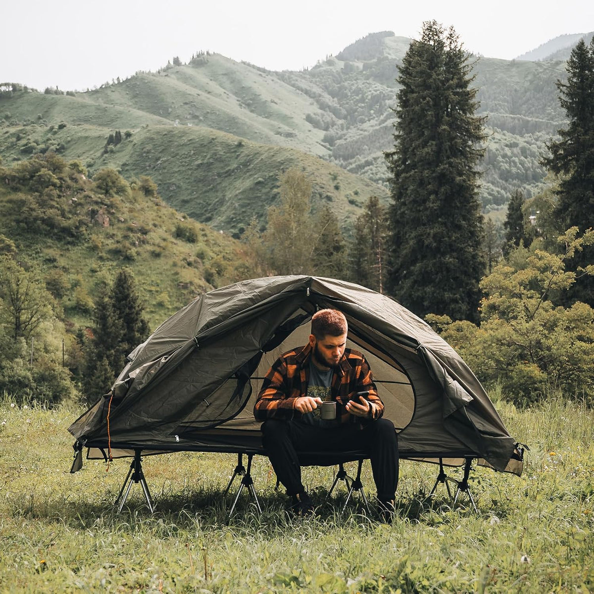 Night Cat Camping Cot Tent - Waterproof 1-Person Off-Ground Combo Cot Bed for Adults Portable Easy Set-up Tent - image 6