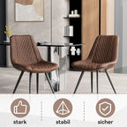 Set of 2 Leather Dining Chairs with Metal Legs - image 14