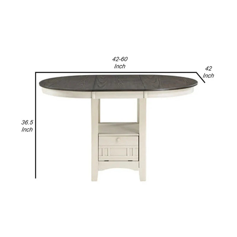 Glee Extendable Counter Height Table (42-60 Inches) in Antique White and Brown - image 5