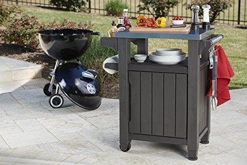 Unity Portable Outdoor Table and Storage Cabinet with Hooks for Grill Accessories-Stainless Steel Top for Patio Kitchen Island or Bar Cart, Espresso Brown - image 3