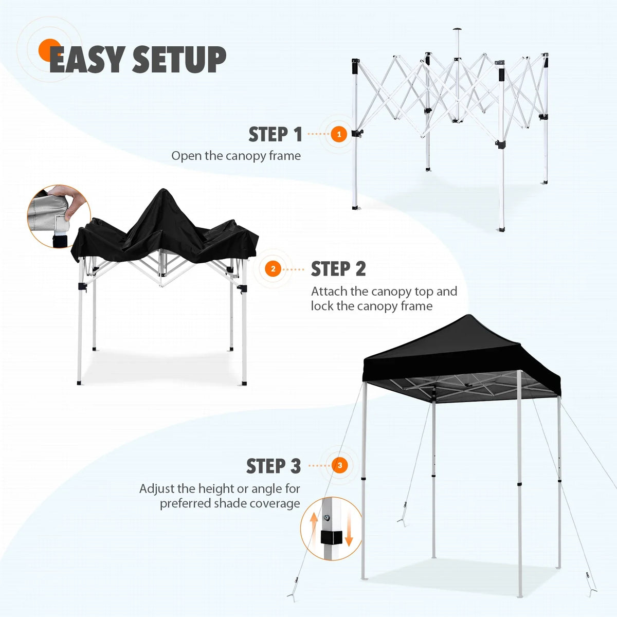 EAGLE PEAK 5x5 Pop up Canopy Tent Instant Outdoor Canopy Easy Set - up Straight Leg Folding Shelter（blue） - image 68