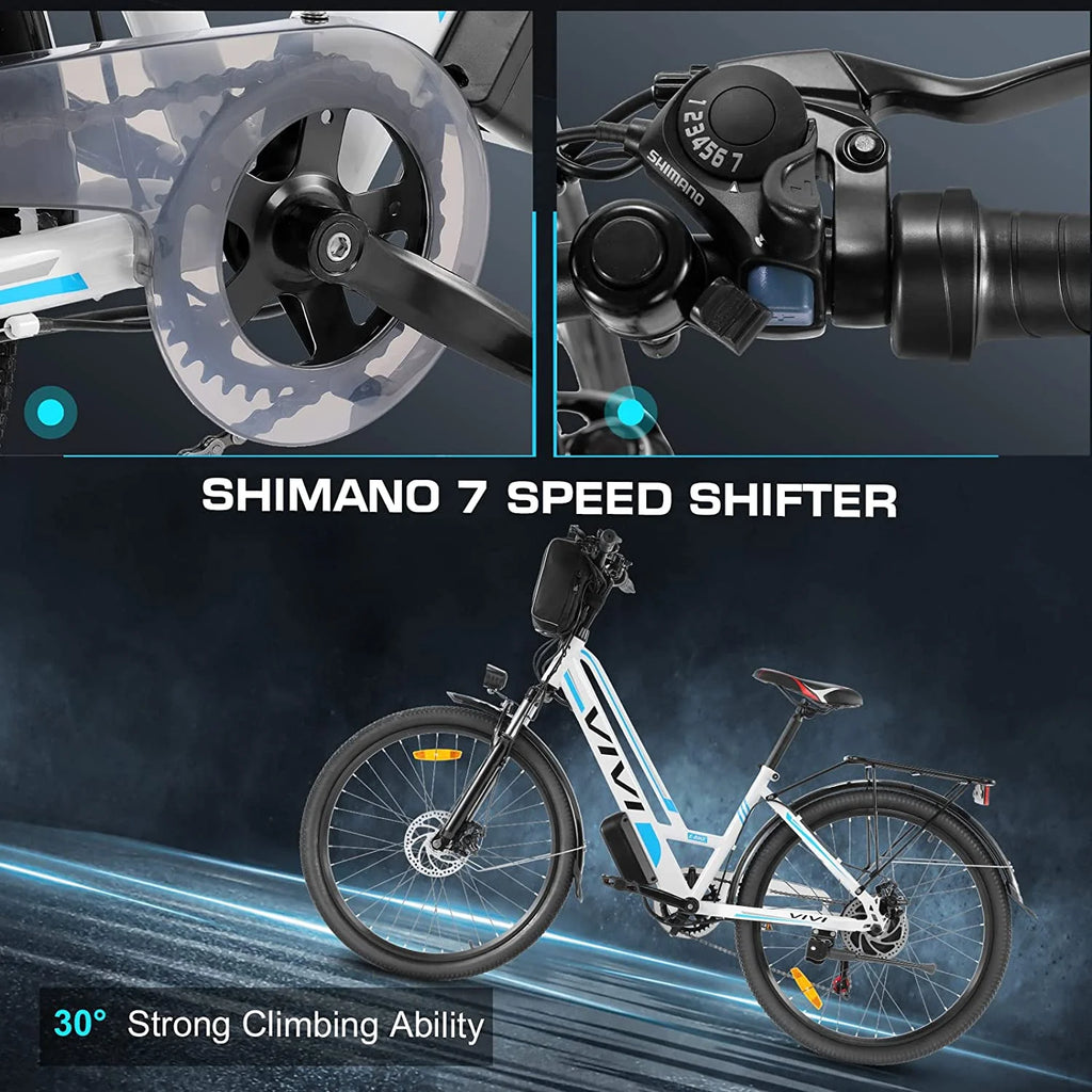 Vivi Electric Bike 26" City Commuter Electric Bike 48V 500W Step - Through Electric Bike 19.8MPH Electric Cruiser - image 27