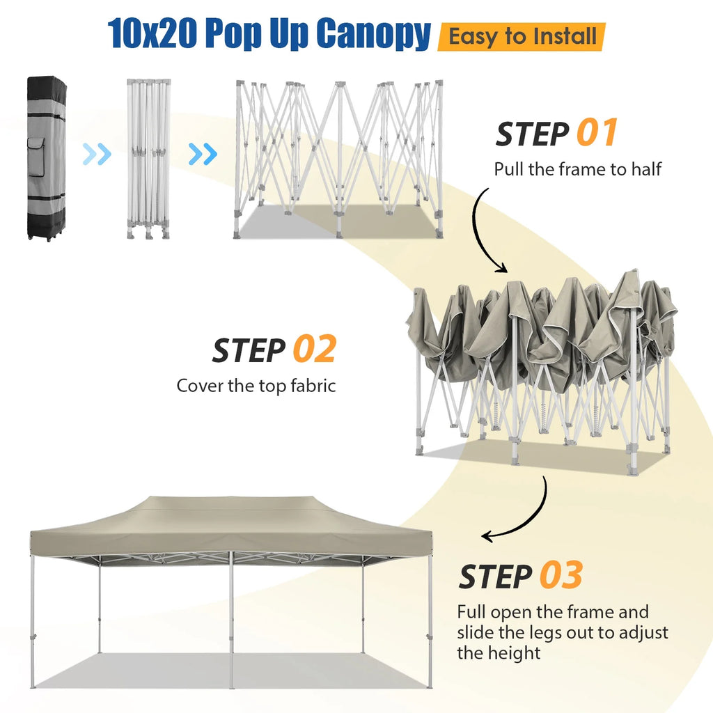 HOTEEL 10x15 Heavy Duty Canopy Tent ,Pop up Canopy for Parties Wedding,Commercial Easy up Gazebo with Roller Bag,UV 50+ &,White - image 26