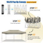 HOTEEL 10x15 Heavy Duty Canopy Tent ,Pop up Canopy for Parties Wedding,Commercial Easy up Gazebo with Roller Bag,UV 50+ &,White - image 26