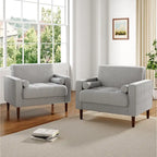 Set of 2 Modern Wide Armchairs in Corduroy - Accent Chairs - image 36