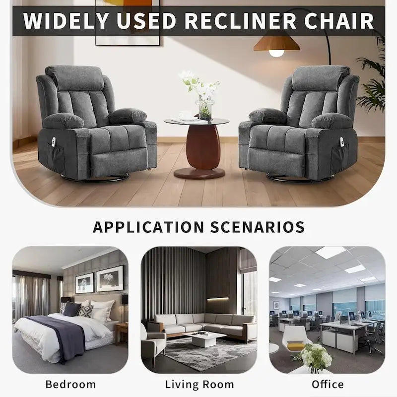 Recliner Chair, Rocking Chairs with Massage and Heat, Side Pockets and Cup Holder - image 11