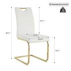 4-Piece Modern Faux Leather Dining Chair Set with Gold Metal Legs and Padded Seats - image 7