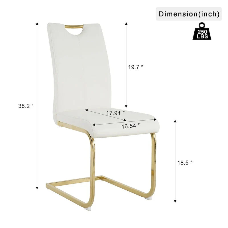 4-Piece Modern Faux Leather Dining Chair Set with Gold Metal Legs and Padded Seats - image 7