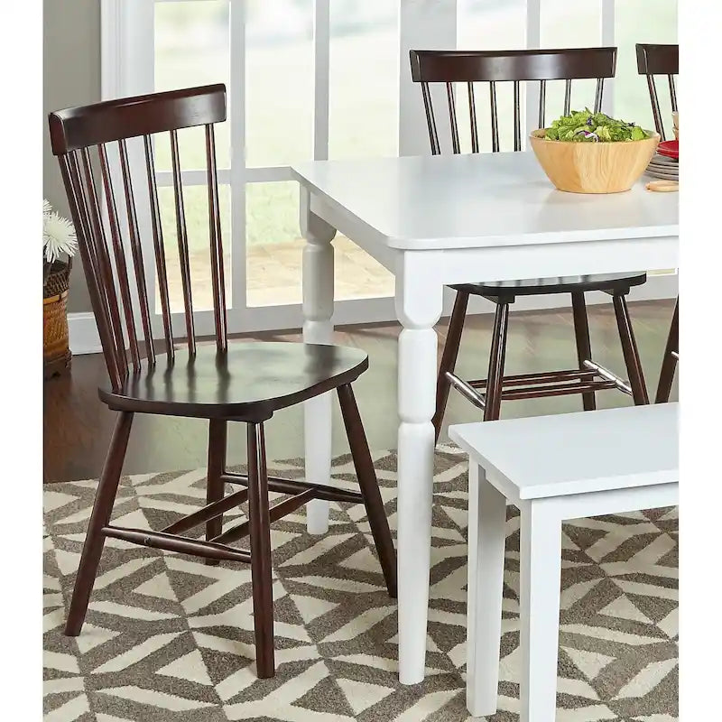 Set of 2 Spindle Back Dining Chairs Solid Rubberwood Farmhouse Style - image 6