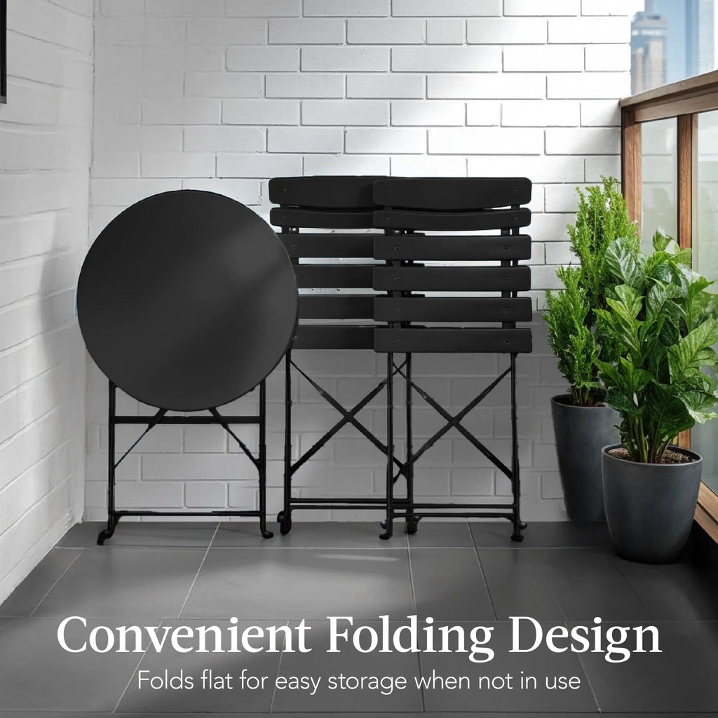 Best Choice Products 3-Piece Small Bistro Set, Folding Patio Furniture Set of 2 Chairs and Table - Black - image 14