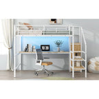 Complete Loft Bed Set with Desk, Storage Staircase, Compact Wardrobe, and LED Lighting - image 24