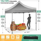 COBIZI 10x20 Heavy Duty Pop up Canopy Tent with 6 sidewalls Easy Up Commercial Outdoor Canopy Wedding Party Tents for Parties All Season Wind & Waterproof Gazebo with Roller Bag,Black(Frame Thickened) - image 75