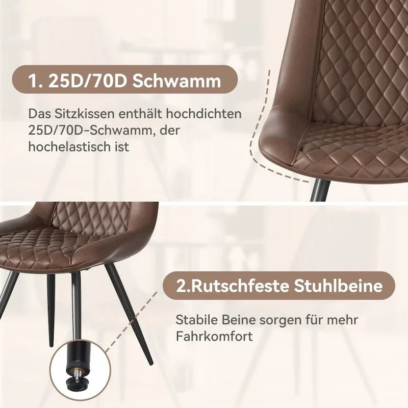 Set of 2 Leather Dining Chairs with Metal Legs - image 12