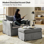 Sophie Contemporary Oversized Slipcovered Armchair and Ottoman with Lockable Rear Wheels - image 27